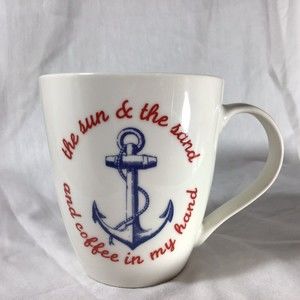 Nautical Anchor Sailing Yacht Ship Sailboal Sea Pfalzgraff 16 oz Mug Sun Sand